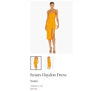h:ours‎ Marigold Yellow Haydon Cut Out Midi Dress Revolve Bodycon Slit NWT Small